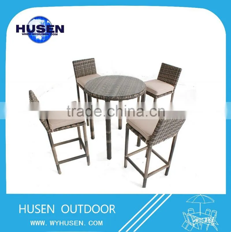2016 Classic Style Rattan Bar Outdoor Table With Tall Foots Chair