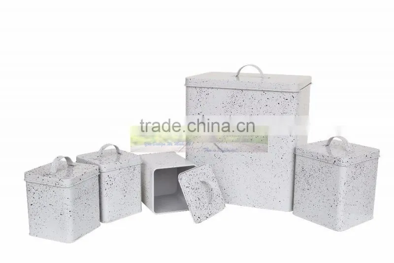 Metal bread bin set of 5 powder coating
