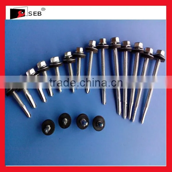 zink plated Hex head self drilling screws with EPDM washers