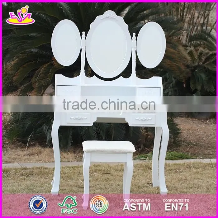 2017 New design youth white folding wooden dressing table W08H076