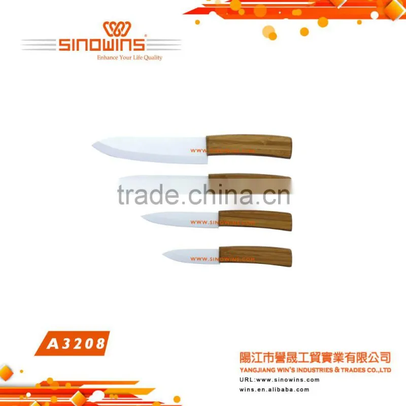 A3208 Hot Sale ceramic blade knife knives set with bamboo handle