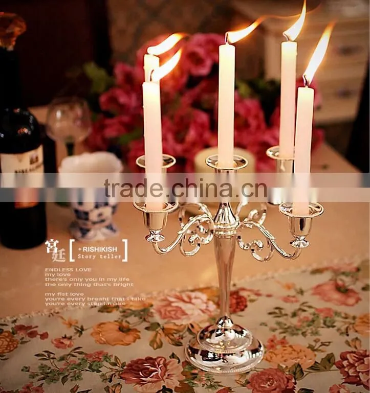 Silver plated metal candle holders candlestick for wedding decoration candelabra Valentine's Day Gift