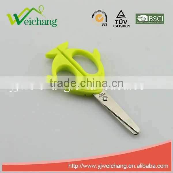 WCSC215 premium novelty wholesale soft handle colorful school children plastic scissors fish shape funny shape New Handle Design