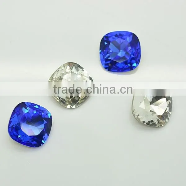 Wholesale machine cut bead stone jewelry square shaped crystal stone for dresses
