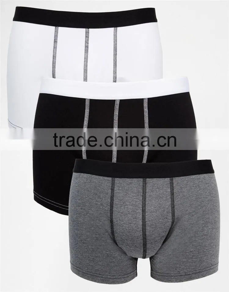 3 Pack Mens Cheap Boxer Briefs Trunks With Contrast Stitching