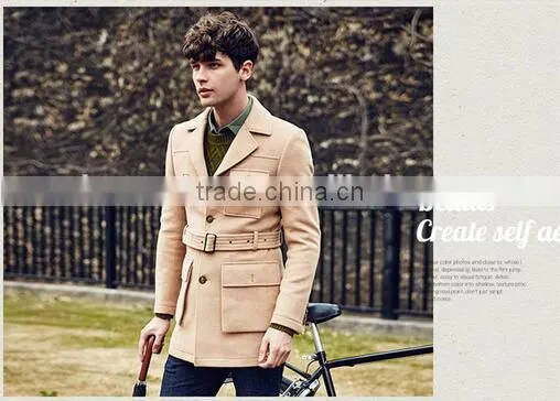 Young fashion winter wool men long coat design