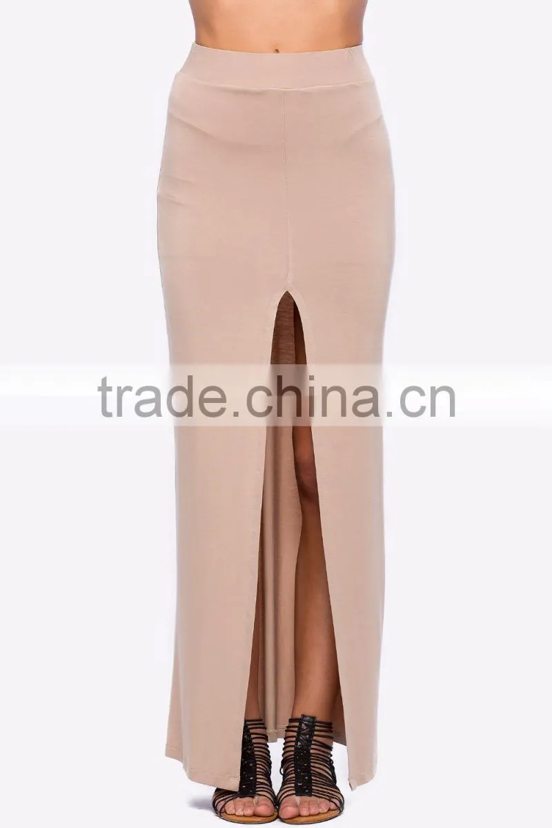Sexy latest long skirt design skirt ladies center slit maxi skirt