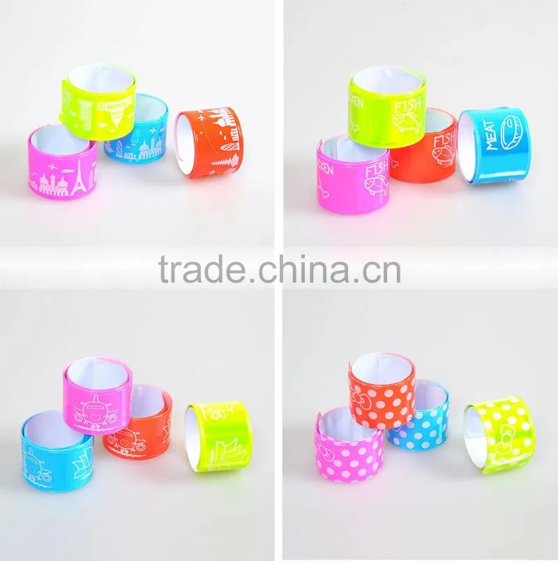 Custom logo printed reflective slap wrap slap band wristband