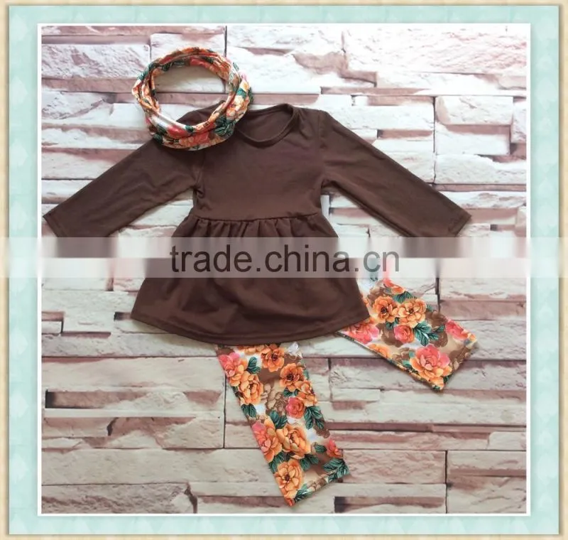 new thanksgiving girls boutique outfit remakes kids boutique scarf outfits brown tunic dress top and floral legging pants set