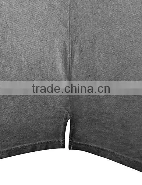 Men's Hip Hop Lightweight Crewneck Oil Wash Longline T Shirt