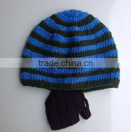 100% Acrylic Funny Knitted Men's Winter Ski Face Mask Beard Beanie Hat