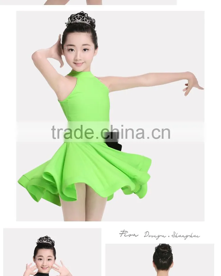 Summer Children's Latin Dance Dress Girls round neck Rumba Tango Sasa Samba ballroom performance costume