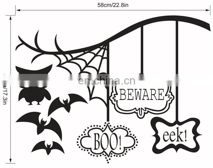 Halloween Theme Owl and Bat Evil Window/Wall Sticker Halloween Decoration Home Decoration