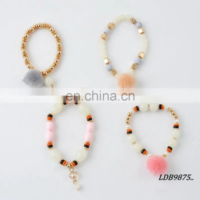 Custom Colorful Pompom Beaded Bracelet