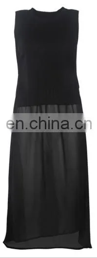knitwear manufacturer cashmere wool sweater splicing chiffon long frog dress
