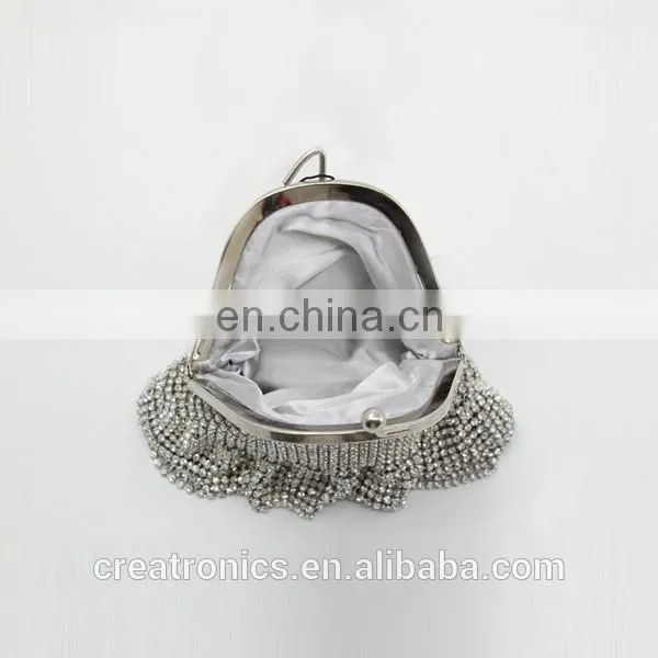 CR Korean designer developed shining diamonds surface skirt design metal frame fancy elegant indian clutch purses wholesale