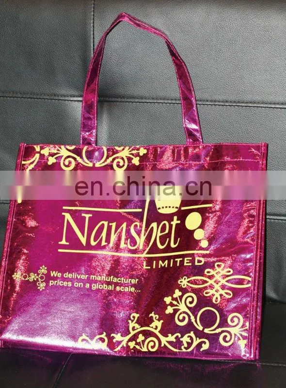 custom Glossy lamination non-woven cloth shopping bag with company logo