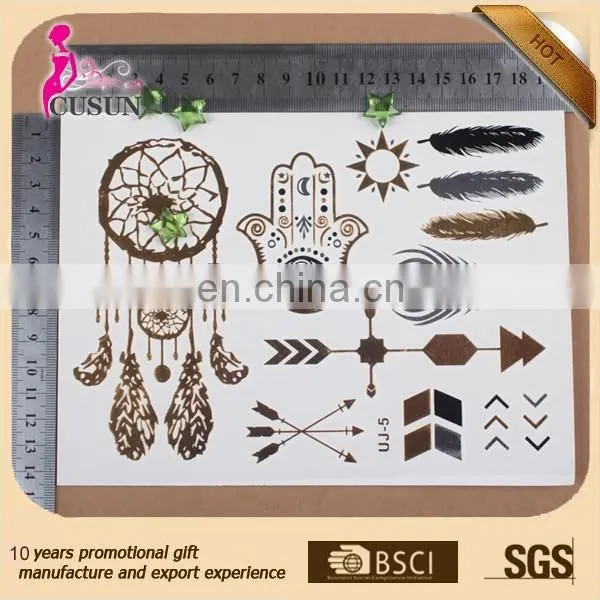 Wholesale eco-friendly tattoo flash Women sexy gold foil flash tattoo