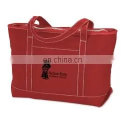 XD1019 Solid Cotton Yacht Tote front slip pocket has bottom gusset