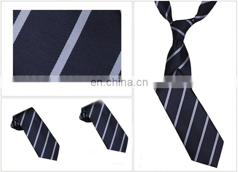 hot sale skinny dark blue stripe women's necktie