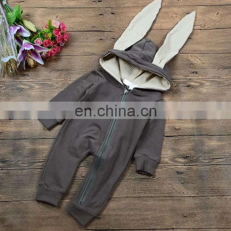 Baby Clothes Romper Solid Color Long Sleeve Lovely Rabbit Ears Autumn Winter Baby Romper