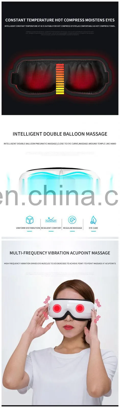Wireless Bluetooth Electric Rechargeable Vibration Smart Eye Massager Heated