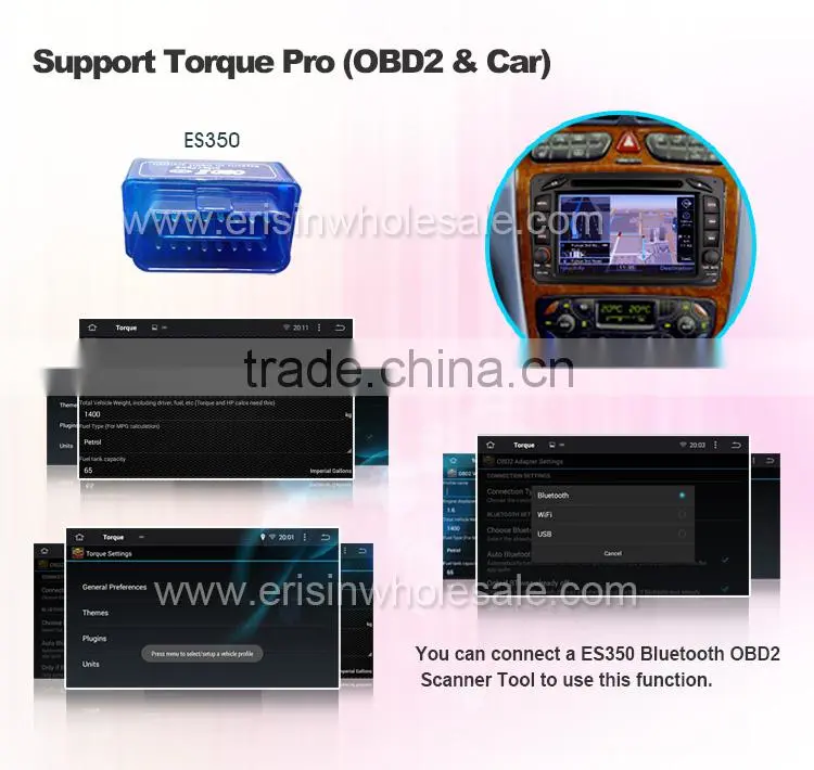Erisin ES2507B 2 Din 7 inch Touch Screen Android 4.4.4 Car DVD Player for Mercedes W203