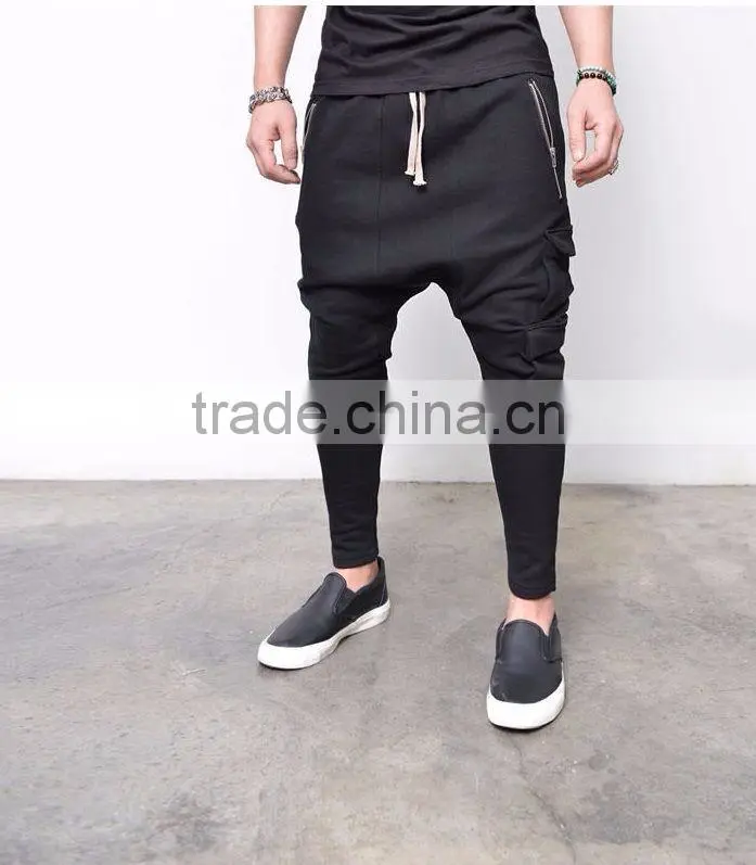 DOUBLE POCKET SLIM DROP BAGGY SWEATPANTS Black Standard Sports