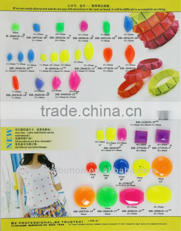 2holes fluorescent pink polyester sewing stones