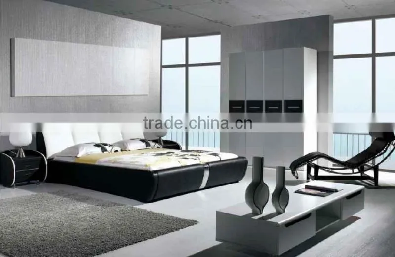 Decorative Modern Button King Size PU Leather Hotel Bed