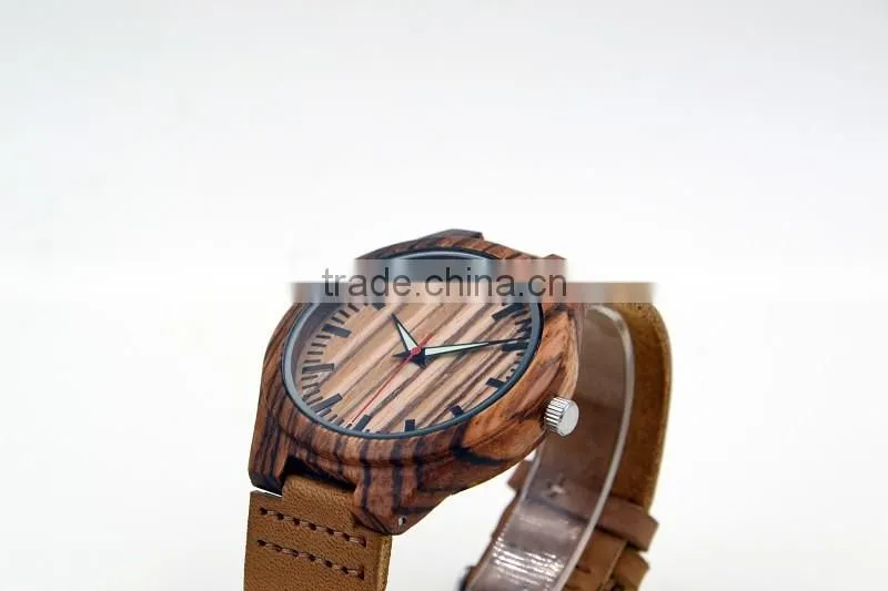 Hot sale cheap wooden watch leather strap watch mens watches natural wooden wrist watch for men or women