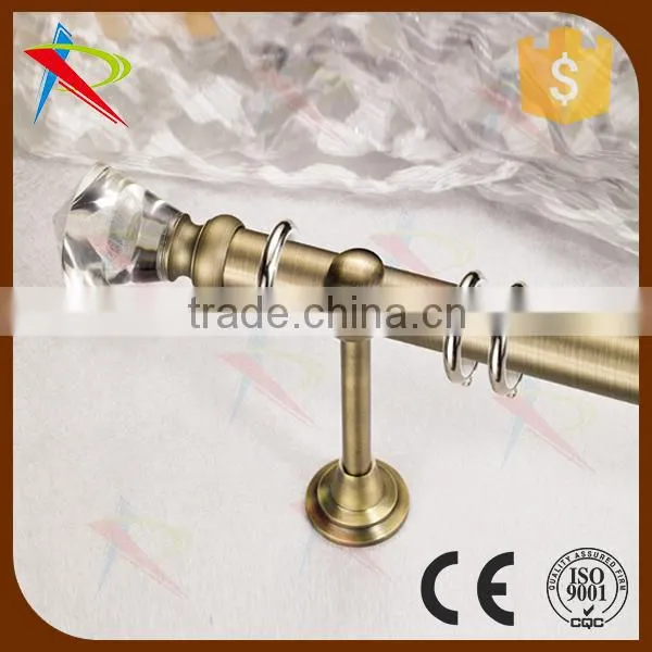 Single curtain rod with square aluminium finial
