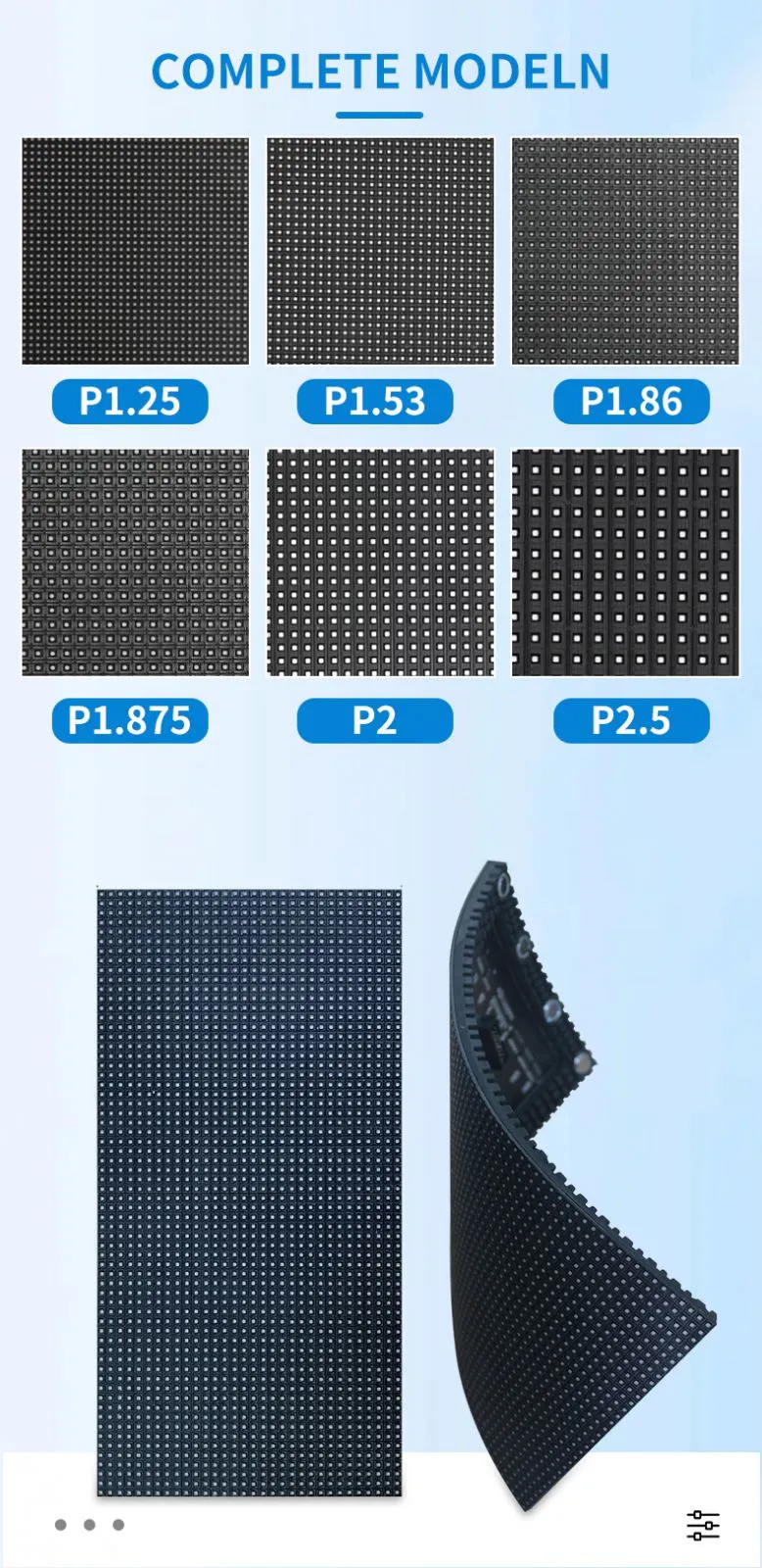 P1.25 P1.53 P1.86 P2 P2.5 P3 Soft LED Modules Flexible Indoor Soft Led Display Module Curved LED Display Screen
