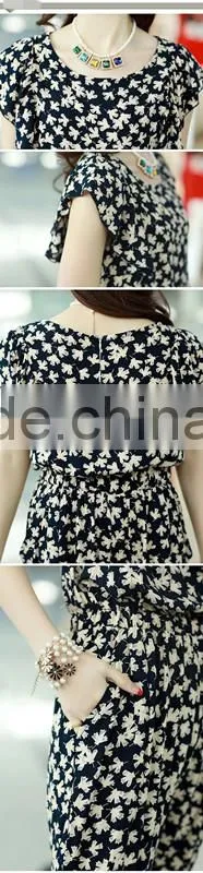 Show thin printed chiffon jumpsuits summer clothes pants female leisure trousers