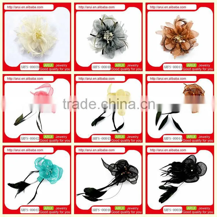 China factory fashion elegant gray lace feaher hairpins broochs