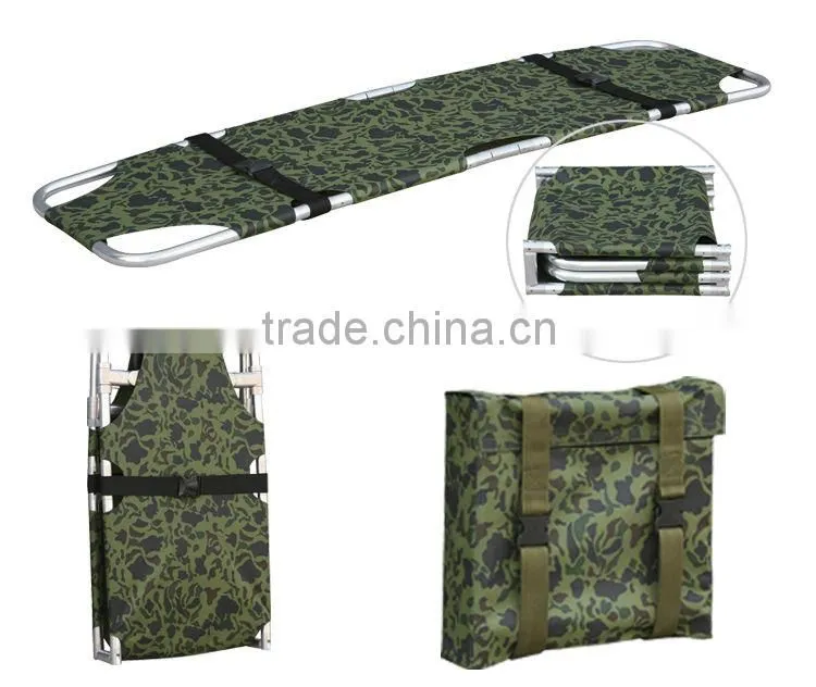Double collapsible and four folding tactical military stretcher