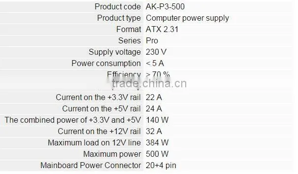 Power Supply AK P3 500W PSU