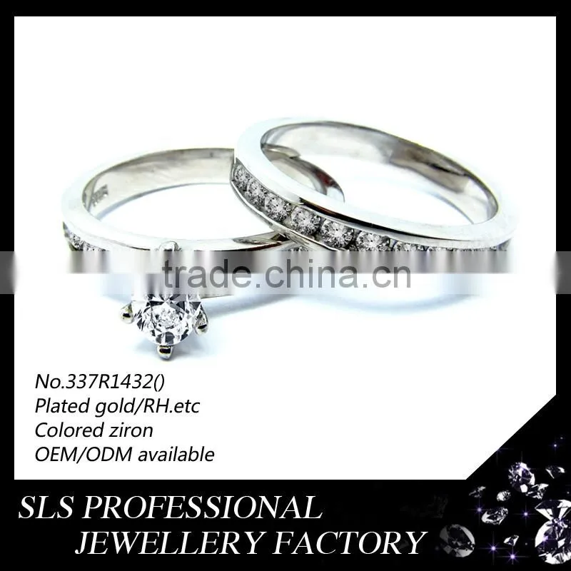 100% 925 sterling silver material plated gold/rose gold/RH fashion jewelry wholesale wedding jewelry couple love band rings