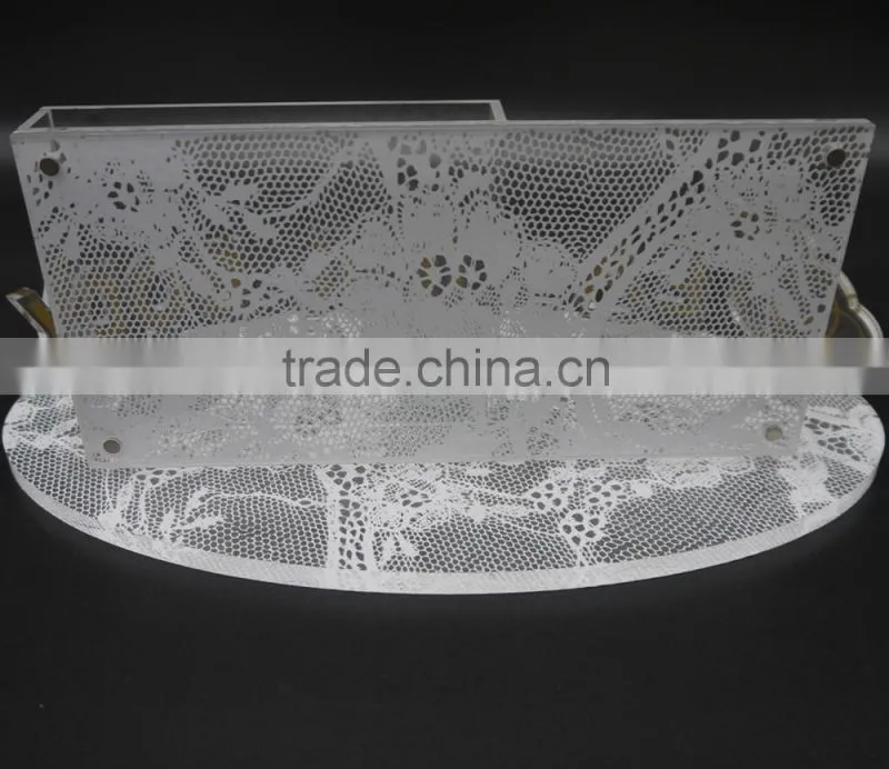 custom silk screen printing plexiglass/acrylic/PMMA retial counter cosmetic leaflet pocket display stand,table brochure holder