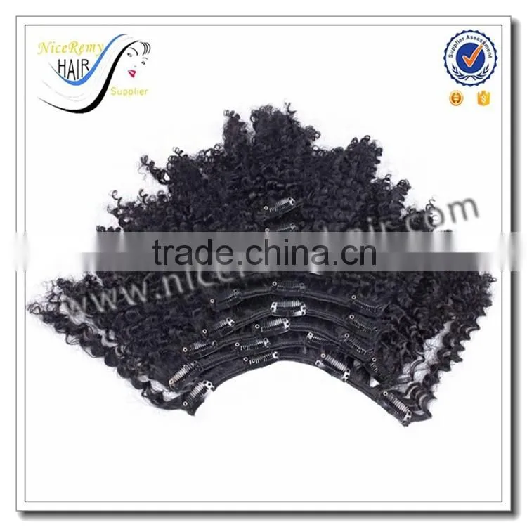 Wholesale clip in hair extension deep wave virgin indian hair clip in hair extensions for black women