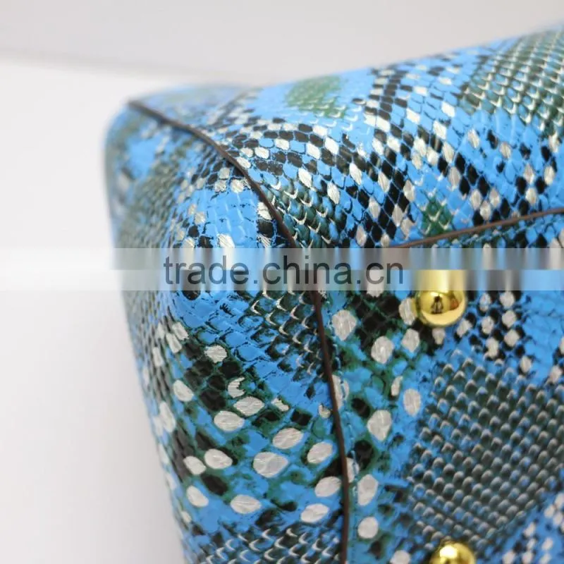 2016 New Blue Lady Snakeskin Grain Leather Handbag ,Shoulder Bags