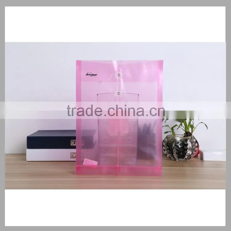 Transparent string closure envelope pp plastic clear document file bag a4 size file folder