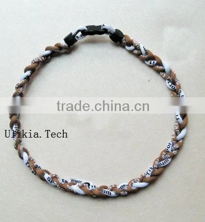 2011 Hot selling Germanium&Titanium Tri braided sports necklace with 18colors