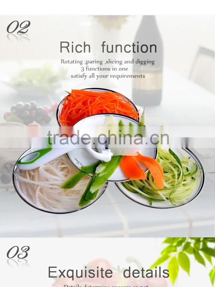 2016 as seen on TV kitchen gadgets 3 in 1 blades rotary manual multifunctional potato vegetable slicer peeler