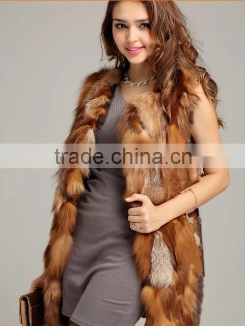 2016 high -end Genuine red fox Fur Vest