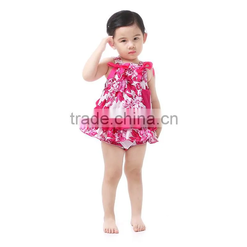 Organic Cotton Baby Romper Wholesale Baby Clothes Newborn Backless Lovely Floral Pattern Baby Girls Romper
