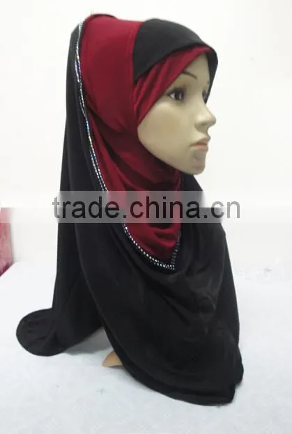 H287 new style two tone hoody shawl,fashion muslim hijab