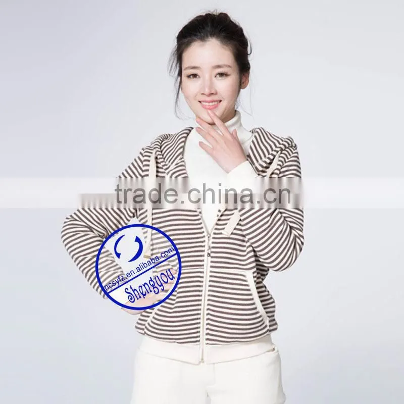 custom women's yarn dyed zipper-up hoodies sweatshirts manufactures in china