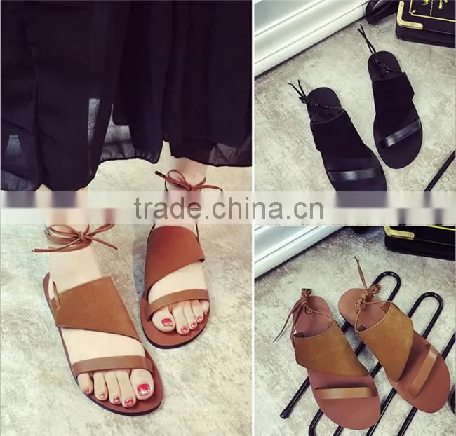 New fashion 2016 ladies flat summer sandals sandals photo for women