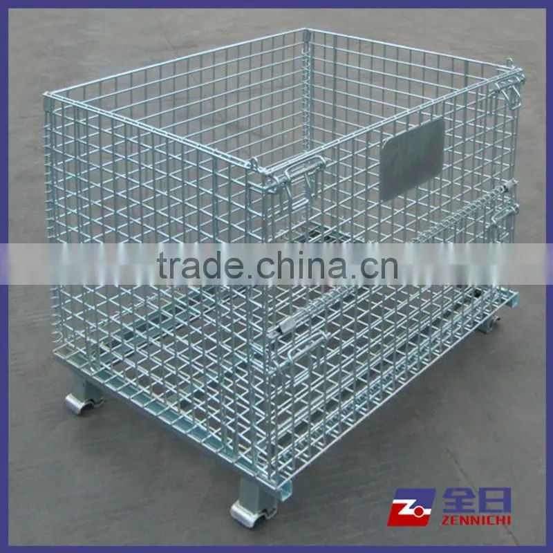 Steel pallet basket container